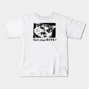 CAT Teeth that bite! (black on white) Kids T-Shirt